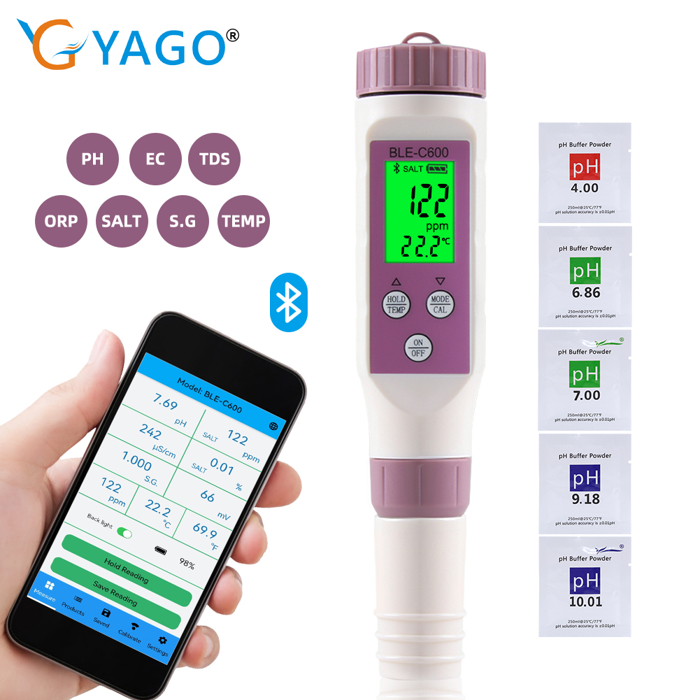 Ph Up Down Solution - ORP/EC/الملوحة/S.G/Temp/PH/TDS متر الرقمية مقياس درجة الحموضة