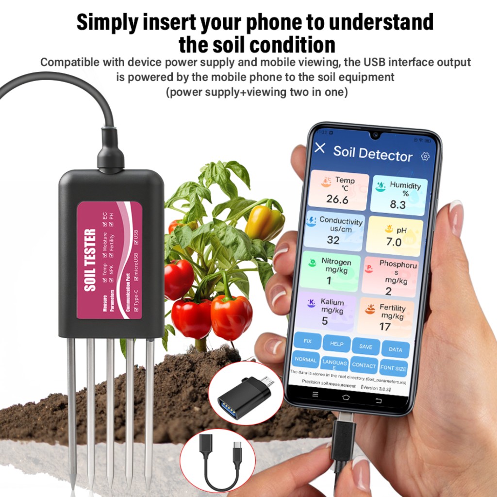 Ph Up Down Solution - جهاز اختبار التربة 8 في 1